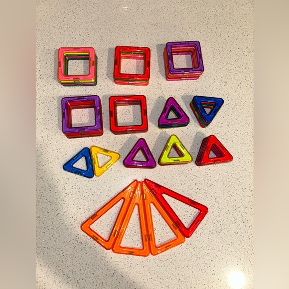 unbranded Other - Magnetic Building Tiles Toy Squares Triangles Mixed 56 Piece Lot STEM